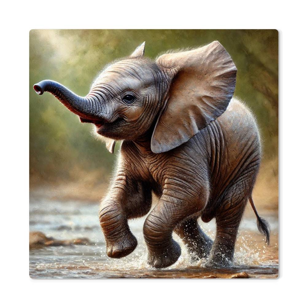 Baby Elephant | Premium Gloss Metal Wall Art