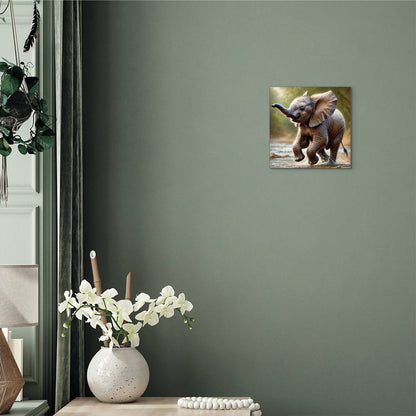 Baby Elephant | Premium Gloss Metal Wall Art