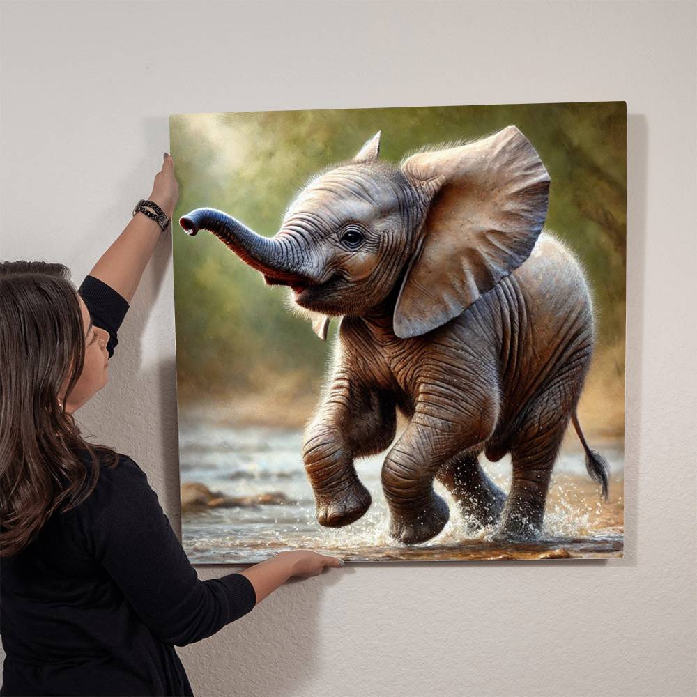 Baby Elephant | Premium Gloss Metal Wall Art