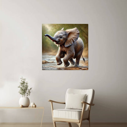 Baby Elephant | Premium Gloss Metal Wall Art