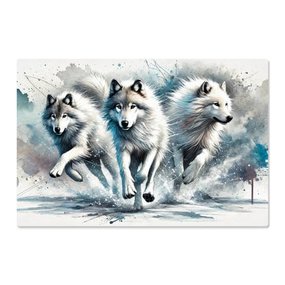 Running Wolves | Premium Gloss Metal Wall Art