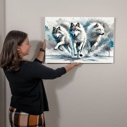 Running Wolves | Premium Gloss Metal Wall Art