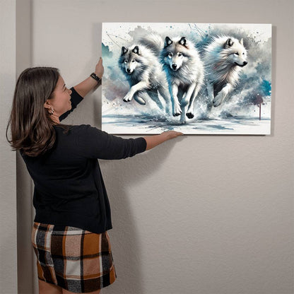 Running Wolves | Premium Gloss Metal Wall Art