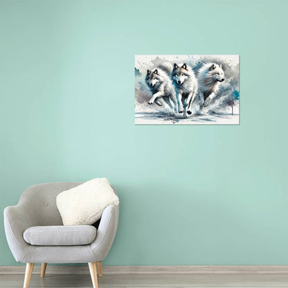 Running Wolves | Premium Gloss Metal Wall Art