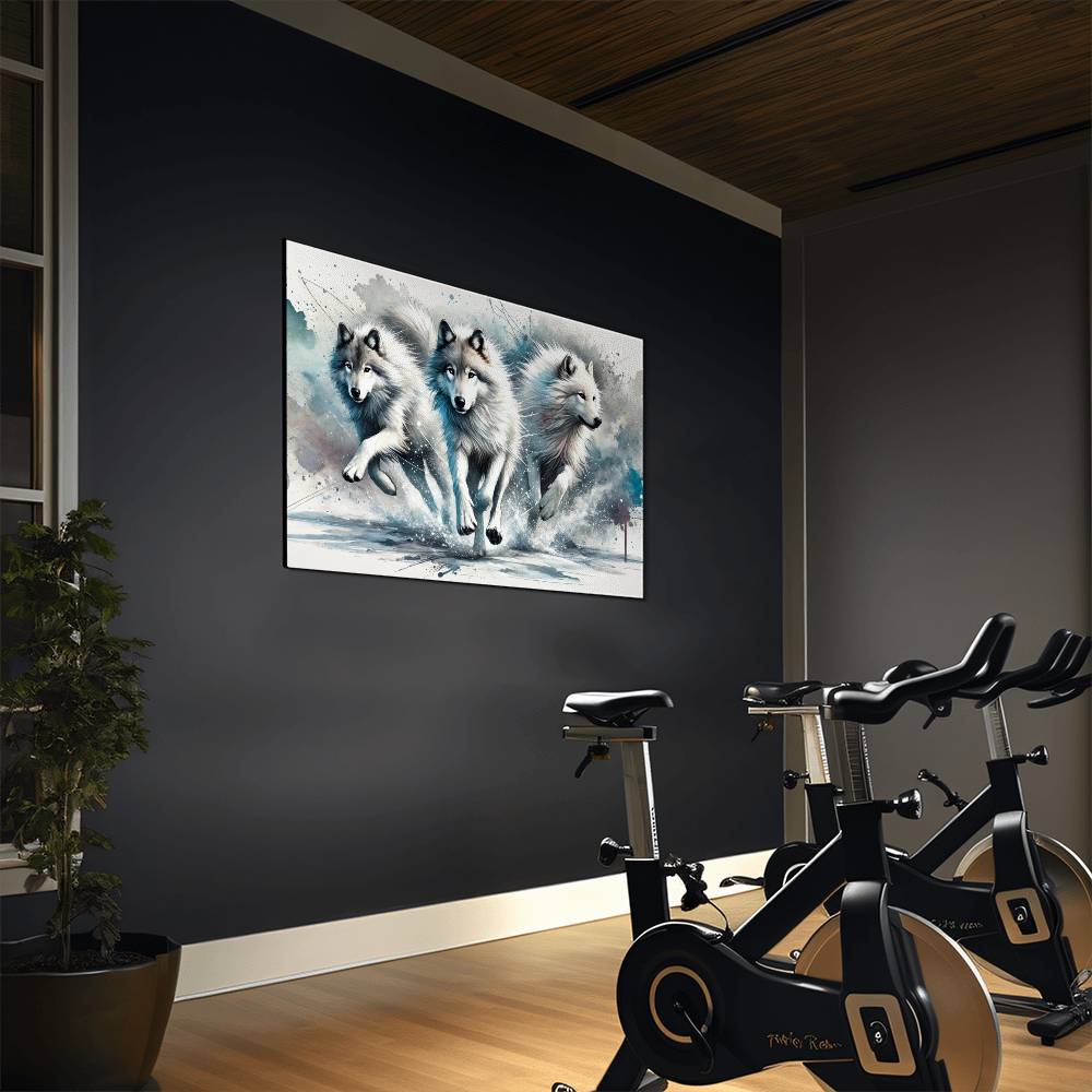 Running Wolves | Premium Gloss Metal Wall Art