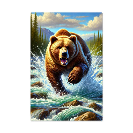 Charging Grizzly | Premium Gloss Metal Wall Art