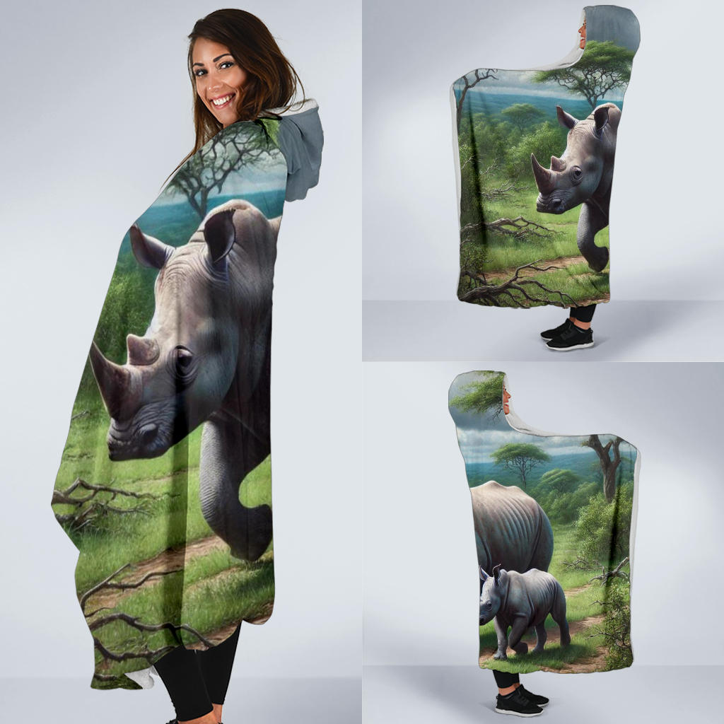 White Rhino | Hooded Blanket