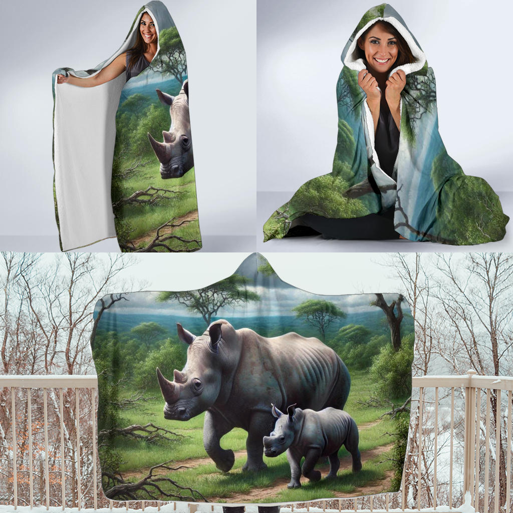 White Rhino | Hooded Blanket