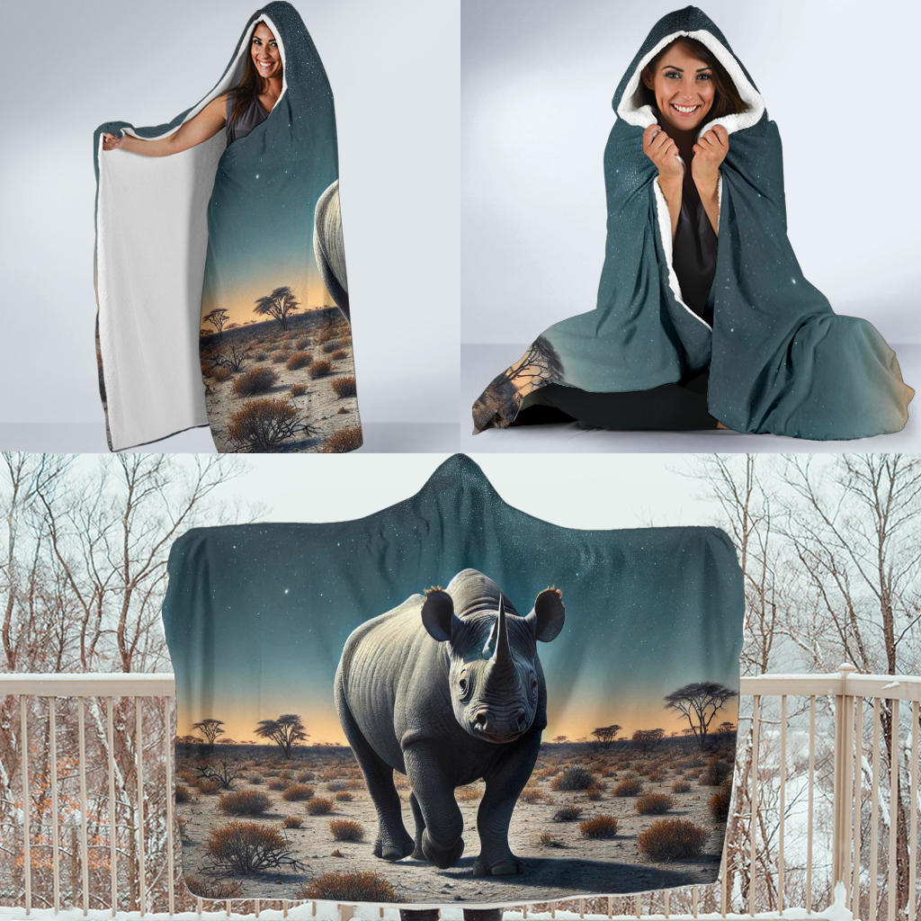 Black Rhino | Hooded Blanket