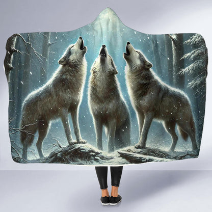 Grey Wolf | Hooded Blanket